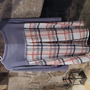 August Mist Woven Back Knit Top 2X